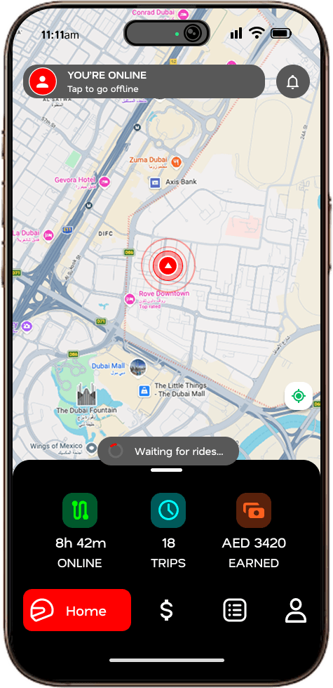 TagMyTaxi Driver App — live tracking and ride alerts